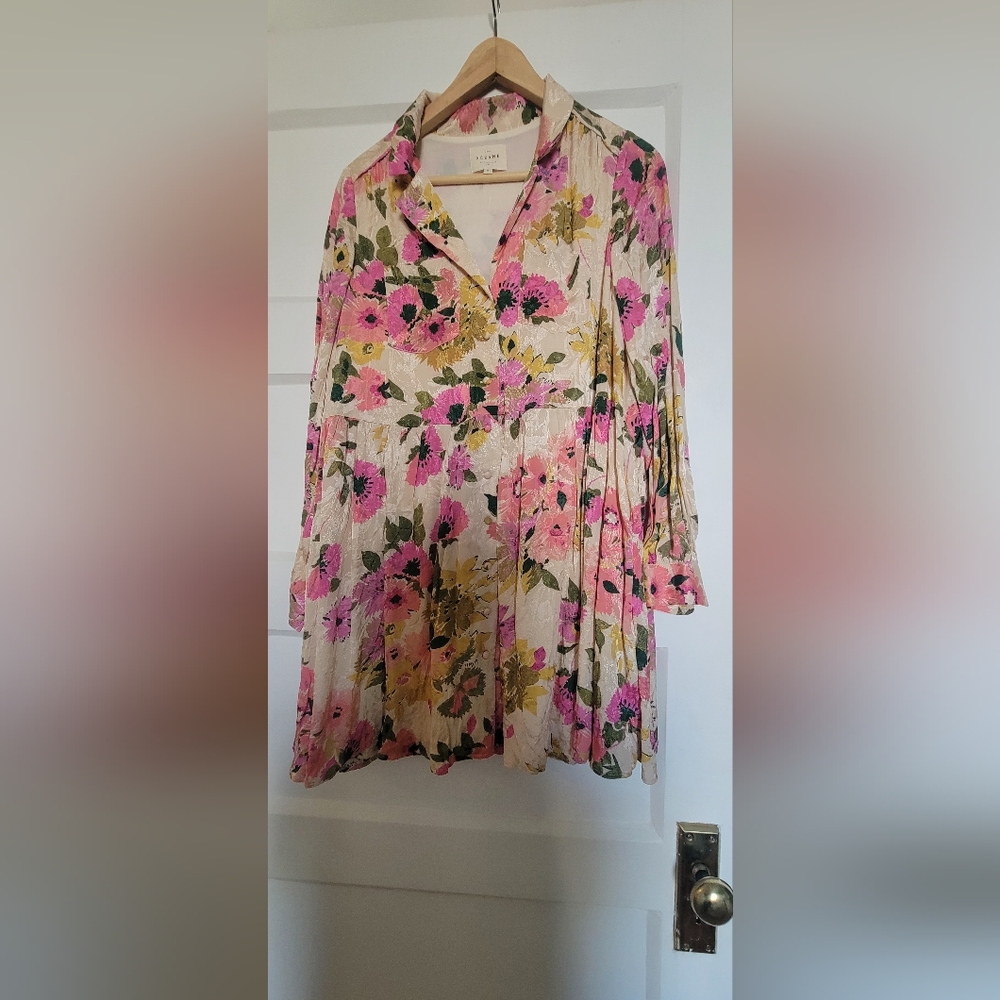 Sezane Floral Pink and Green Dress